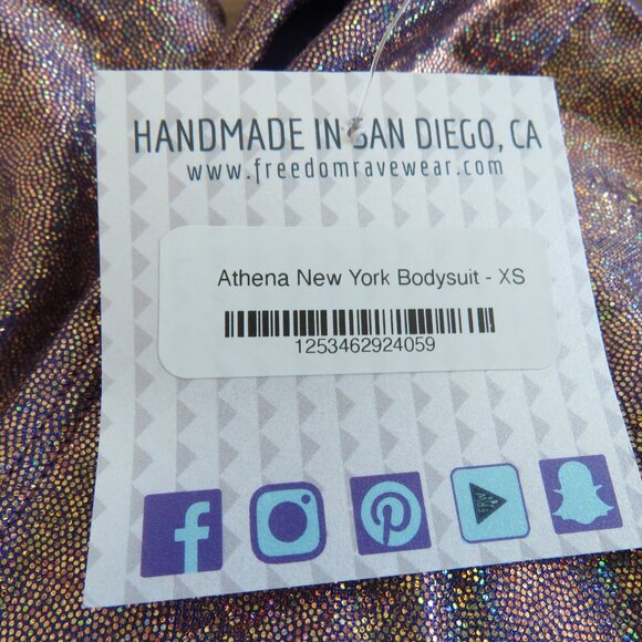 FREEDOM RAVE WEAR Athena New York Bodysuit in Pink Metallic Festival Size XS NWT - Picture 16 of 16